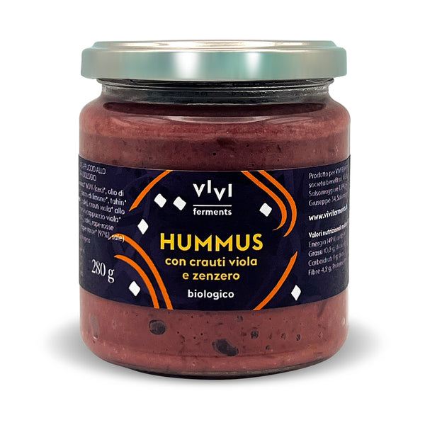 HUMMUS WITH PURPLE SAUERKRAUT AND ORGANIC GINGER