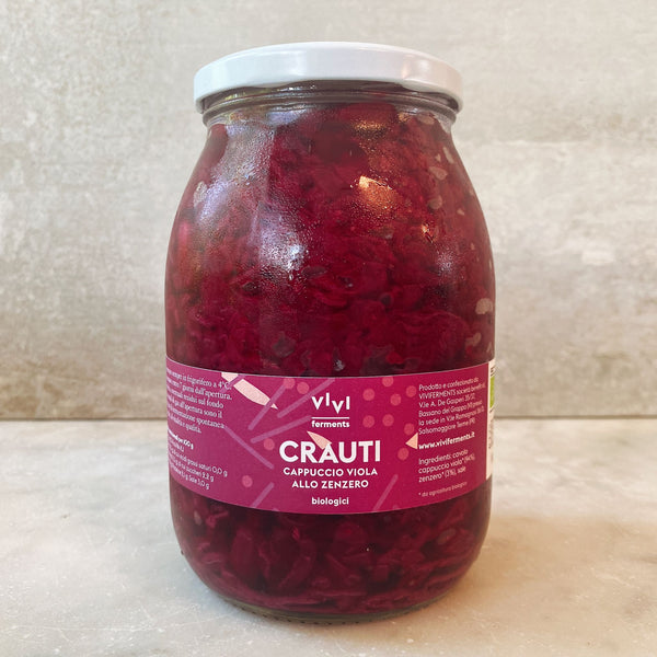 CRAUTI DI CAPPUCCIO VIOLA ALLO ZENZERO biologici (vaso da 1 kg)